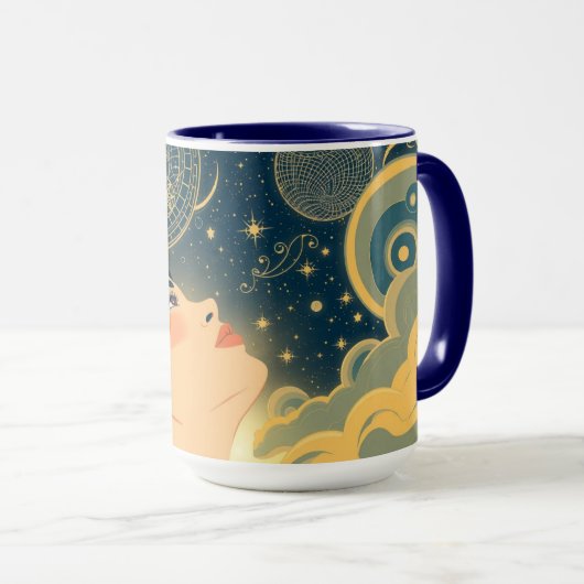 Minimalist Starry Night Dreamer マグカップ (正面右)