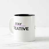 Minimalist Stay Creative Typography  ツートーンマグカップ (正面左)