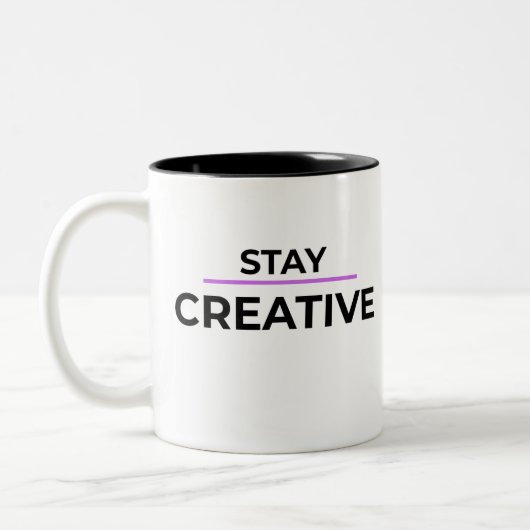 Minimalist Stay Creative Typography  ツートーンマグカップ (左)