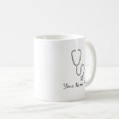 Minimalist Stethoscope Line Art Personalized Mug コーヒーマグカップ (正面右)