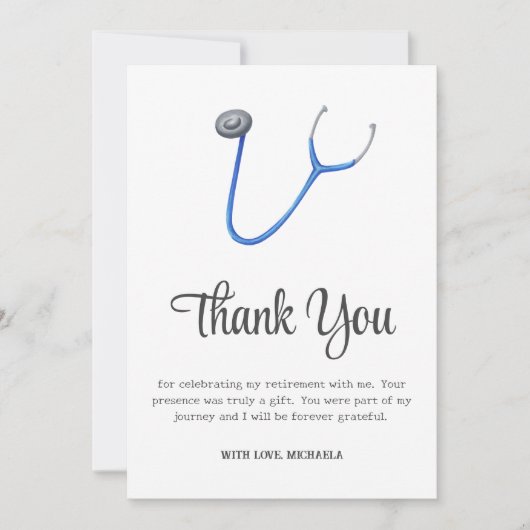 Minimalist Stethoscope Retirement サンキューカード (正面)