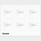 Minimalist Stork Neutral Baby Shower スクエアシール (シート)