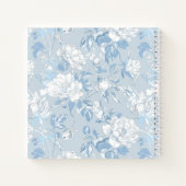 Minimalist Stripe Dusty Blue Floral Square ノートブック (裏面)