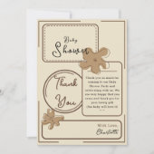 Minimalist Style Flower Baby Shower サンキューカード (正面)