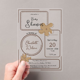 Minimalist Style Flower Notes Baby Shower アクリル招待状