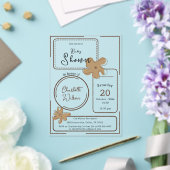 Minimalist Style Flower Notes Baby Shower アクリル招待状 (インサイチュ (ウェディング))