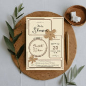 Minimalist Style Flower Notes Baby Shower 招待状