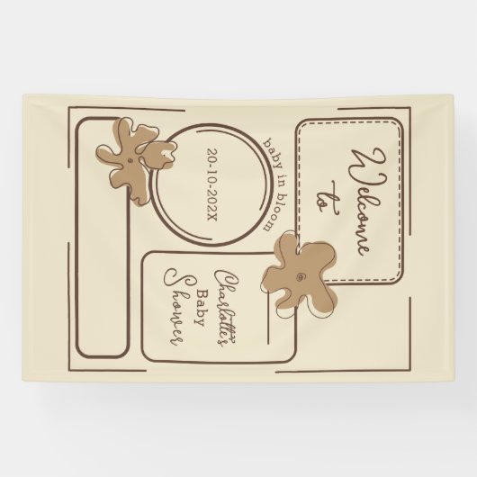 Minimalist Style Flower Notes Baby Shower 横断幕 (横)