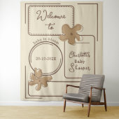 Minimalist Style Flower Notes Baby Shower Backdrop タペストリー (インサイチュ)