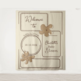 Minimalist Style Flower Notes Baby Shower Backdrop タペストリー