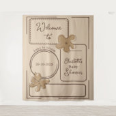 Minimalist Style Flower Notes Baby Shower Backdrop タペストリー (正面)