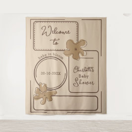 Minimalist Style Flower Notes Baby Shower Backdrop タペストリー