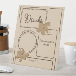 Minimalist Style Flower Notes Baby Shower Drinks 台座サイン