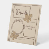 Minimalist Style Flower Notes Baby Shower Drinks 台座サイン (正面)