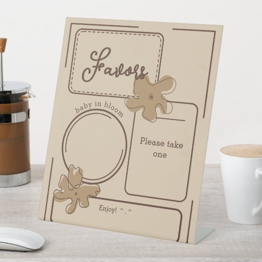 Minimalist Style Flower Notes Baby Shower Favors 台座サイン (インサイチュ)