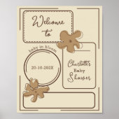 Minimalist Style Flower Notes Baby Shower Welcome ポスター (正面)