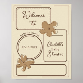 Minimalist Style Flower Notes Baby Shower Welcome ポスター