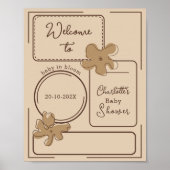 Minimalist Style Flower Notes Baby Shower Welcome ポスター (正面)