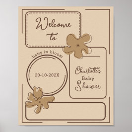 Minimalist Style Flower Notes Baby Shower Welcome ポスター