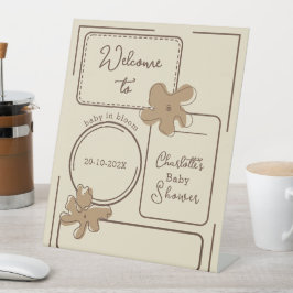 Minimalist Style Flower Notes Baby Shower Welcome 台座サイン
