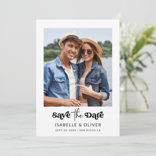 Minimalist Style One Photo Save The Date 招待状 (スタンド正面)