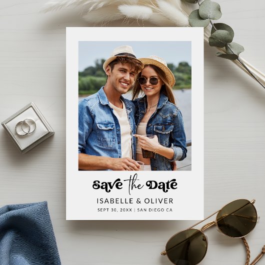 Minimalist Style One Photo Save The Date 招待状