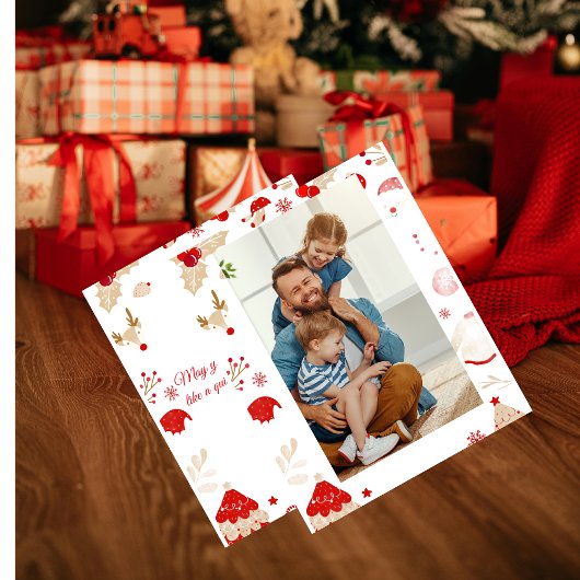 Minimalist Stylish Family Photo Christmas Card シーズンカード