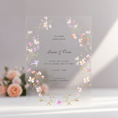 Minimalist Stylish Flowers Wedding アクリル招待状