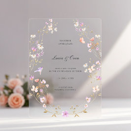 Minimalist Stylish Flowers Wedding アクリル招待状