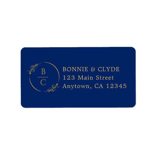 Minimalist Stylish Navy Mailing Label Design ラベル (正面)