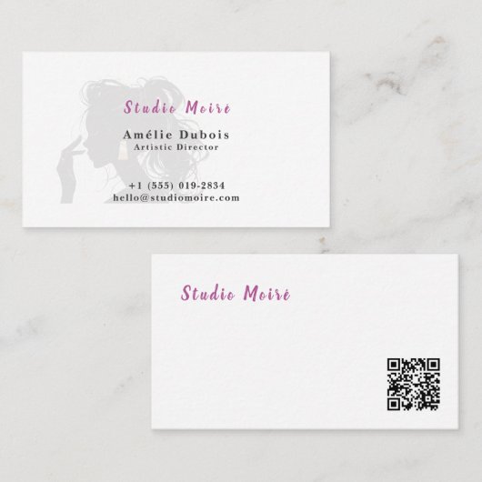 Minimalist Subtle Luxury Salon QR Code 名刺 (正面/裏面)