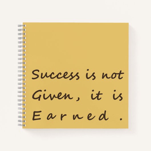 Minimalist Success Quote "Success Is Not Given"  ノートブック (正面)