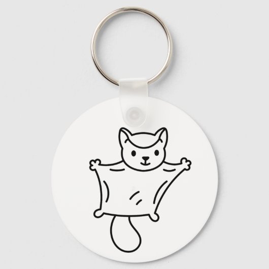 Minimalist Sugar Glider Line Art キーホルダー (正面)