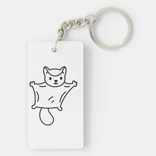 Minimalist Sugar Glider Line Art キーホルダー (裏面)