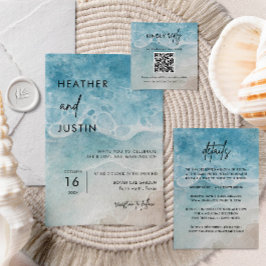 Minimalist Summer Beach Destination Wedding 招待状