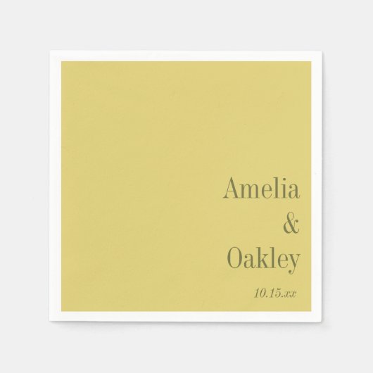 Minimalist Summer Yellow Elegant Wedding Custom スタンダードカクテルナプキン (正面)