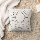 Minimalist Sun Line Art Throw Pillow クッション (ブランケット)