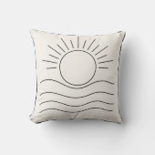 Minimalist Sun Line Art Throw Pillow クッション (正面)