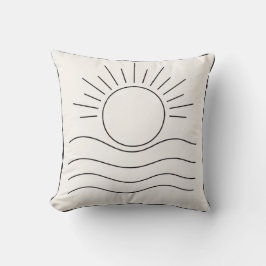 Minimalist Sun Line Art Throw Pillow クッション