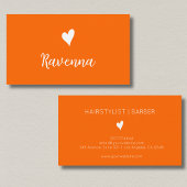 Minimalist Sunset Orange White Heart Barber Name 名刺