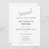 Minimalist Surprise Black White Engagement Party 招待状 (正面/裏面)