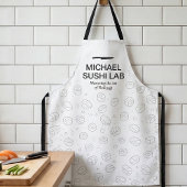 Minimalist Sushi Pattern with Chef Knife Typograph エプロン