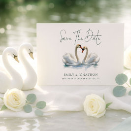 Minimalist Swan Script Wedding セーブザデート