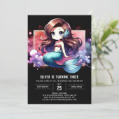Minimalist Sweet Mermaid Birthday 招待状 (スタンド正面)