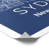 Minimalist Sydney Map | Modern Blue Gray Wall Art ポスター (角)