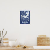Minimalist Sydney Map | Modern Blue Gray Wall Art ポスター (キッチン)