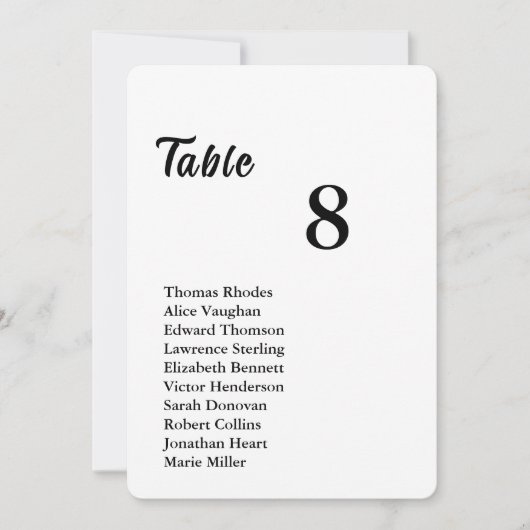 Minimalist Table Number & Integrated Guest List  招待状 (正面)