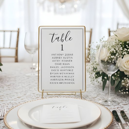 Minimalist Table Number Seating Chart Wedding Card テーブルナンバー