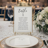 Minimalist Table Number Seating Chart Wedding Card テーブルナンバー