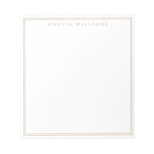 Minimalist Tan Monogram Two Border ノートパッド (正面)